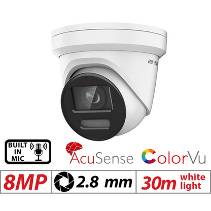 8MP Smart Hybrid Light with Colorvu Fixed Turret Network Camera DS-2CD2387G2H-LIU(2.8MM)(EF)