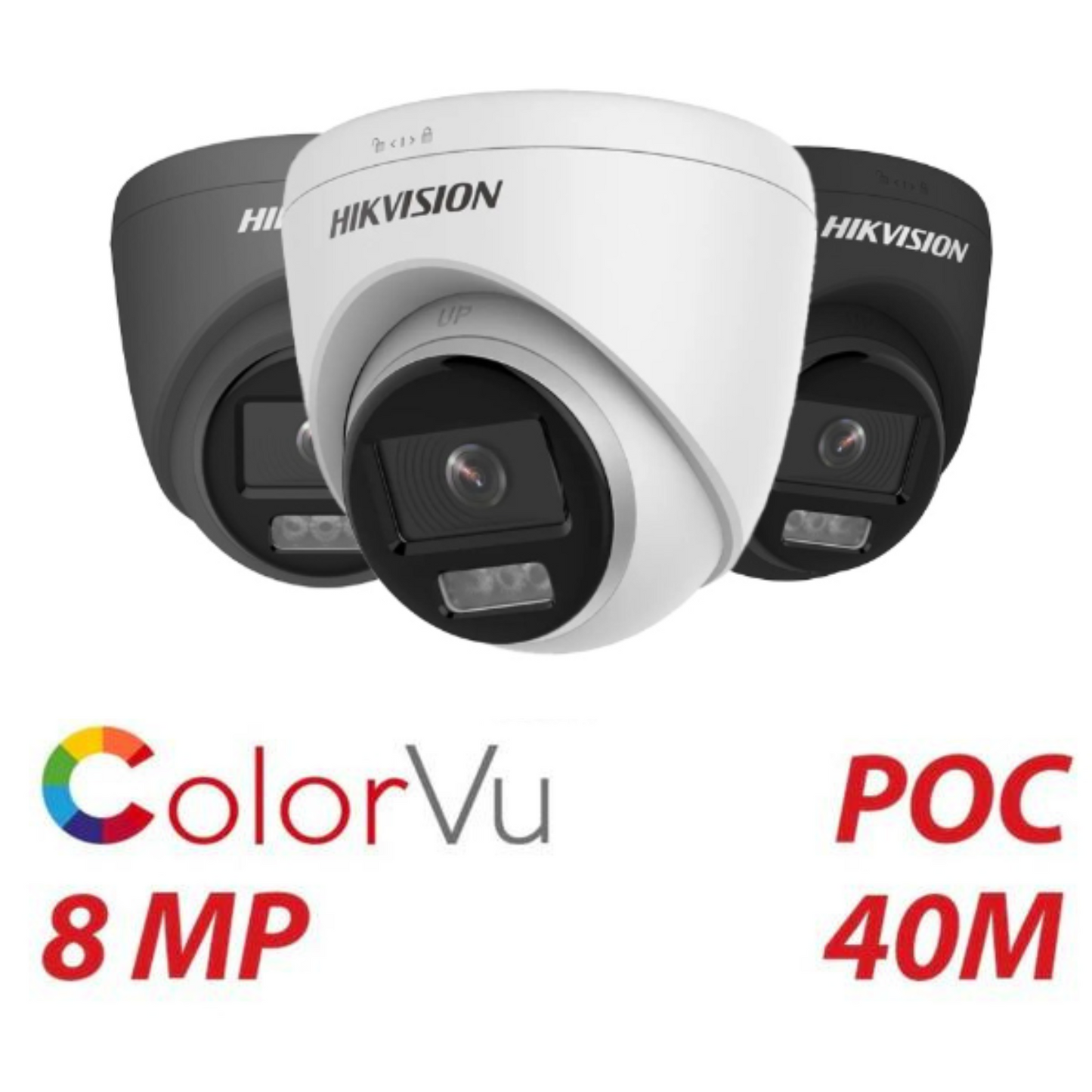 Hikvision DS-2CE72UF3T-E 8MP 4K ColorVu PoC Turret Camera | 2.8mm Fixed Lens | Full-Color Day & Night Surveillance
