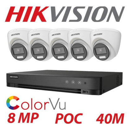 8MP 8CH Hikvision ColorVu System 5X 24HR Color POC DVR Camera Kit