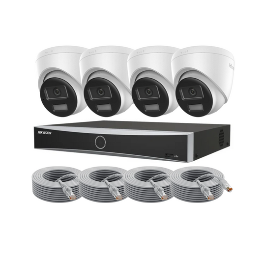 8MP Hikvision and HiLook Smart Hybrid CCTV Kit - POE IP Cameras with Built-In Audio and AcuSense