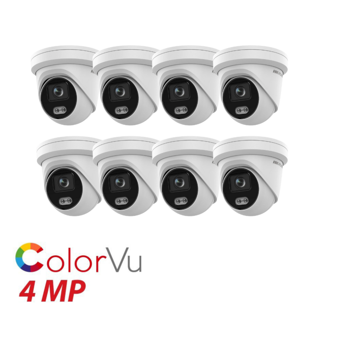 8 x 4mp Hikvision 2.8mm Colorvu Fixed Turret IP Network Camera Built-in Mic DS-2CD3347G2-LSU-2.8mm-C