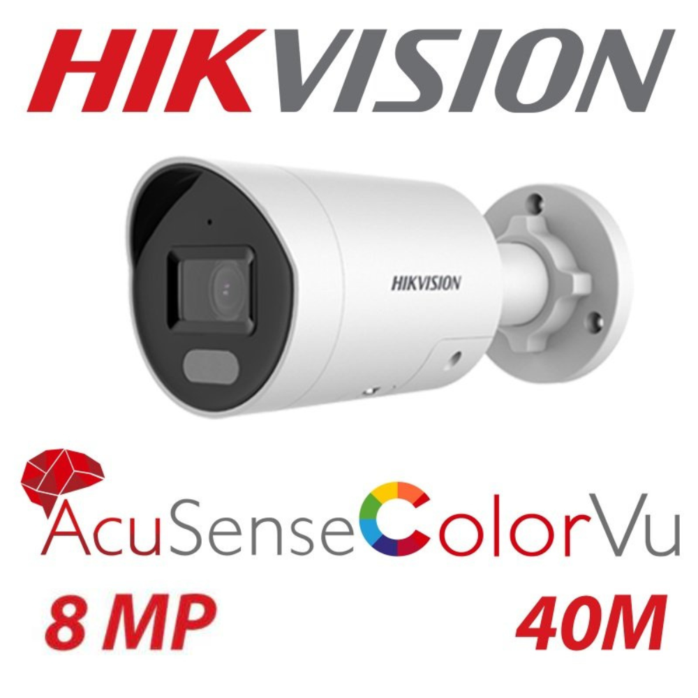 8mp Hikvision IP Poe Mini Bullet Smart Hybrid Light with ColorVu Network Camera DS-2CD2087G2H-LIU(2.8MM)(EF)