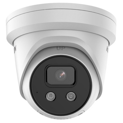 4MP Hikvision DarkFighter AcuSense Fixed Turret IP Camera with Strobe Light and Two-Way Audio (DS-2CD2346G2-ISU-SL 2.8MM, White)