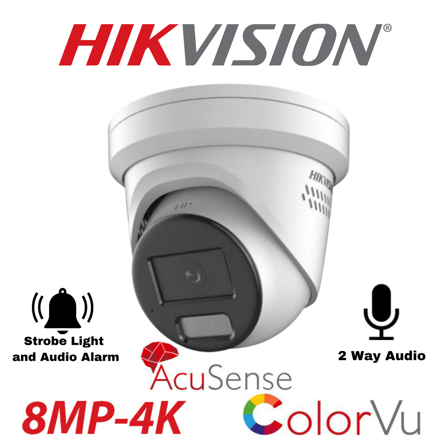 8MP Smart Hybrid Light with ColorVu Fixed Turret IP Camera DS-2CD2387G2H-LISU-SL(2.8MM)