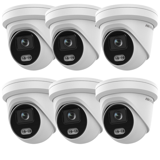6 x 4mp Hikvision 2.8mm Colorvu Fixed Turret IP Network Camera Built-in Mic DS-2CD3347G2-LSU-2.8mm-C