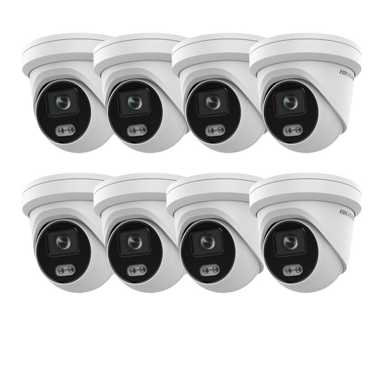 8 x 4mp Hikvision 2.8mm Colorvu Fixed Turret IP Network Camera Built-in Mic DS-2CD3347G2-LSU-2.8mm-C