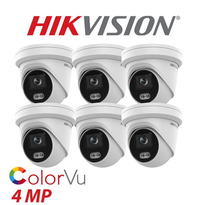 6 x 4mp Hikvision 2.8mm Colorvu Fixed Turret IP Network Camera Built-in Mic DS-2CD3347G2-LSU-2.8mm-C