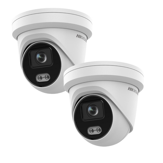 2 x 4mp Hikvision 2.8mm Colorvu Fixed Turret IP Network Camera Built-in Mic DS-2CD3347G2-LSU-2.8mm-C