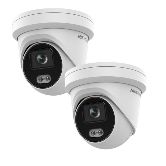 2 x Hikvision 4MP ColorVu Fixed Turret IP Cameras with Built-In Microphone | DS-2CD3347G2-LSU (2.8mm)