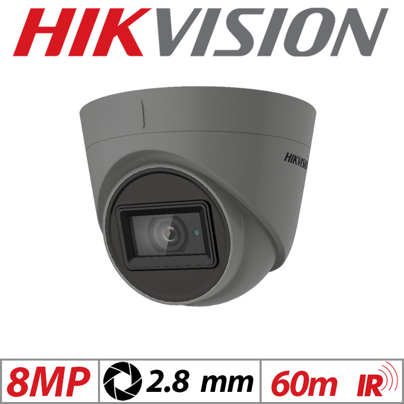 8mp hikvision 4in1 fixed turret camera 2.8mm grey ds-2ce78u1t-it3f(2.8mm)-g