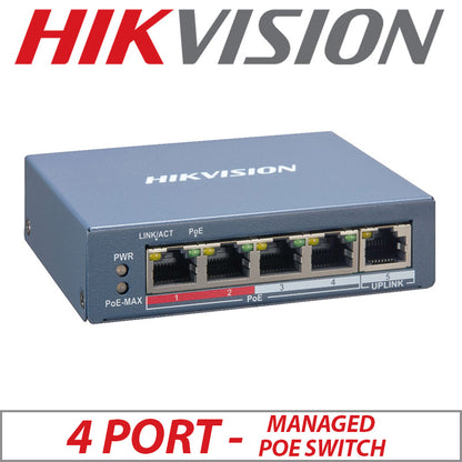 4 Port Hikvision Smart Managed Poe Switch DS-3E1105P-EI