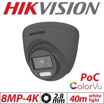 8MP 4CH Hikvision ColorVu System 3X 24HR Color POC DVR Camera Kit