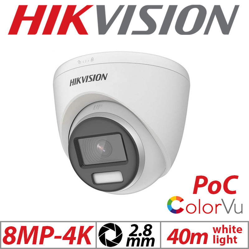 8MP 8CH Hikvision ColorVu System 6X 24HR Color POC DVR Camera Kit