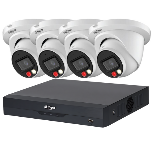 Dahua 8mp 4K Full Colour IP Poe Cctv Kit - 24/7 Full-Color Surveillance, 4x Cameras with Microphones