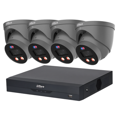 Dahua 8MP 4K TiOC Smart Illumination Full-Colour IP CCTV Kit – 4x 24/7 Color Cameras with Built-in Mics and AI Security
