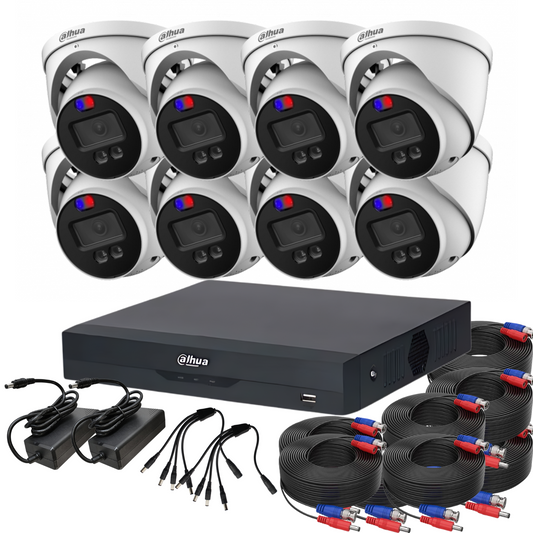 Dahua 8MP 4K Full-Colour CCTV Kit | 24/7 Full-Colour Surveillance with 8x Cameras & Built-In Microphones