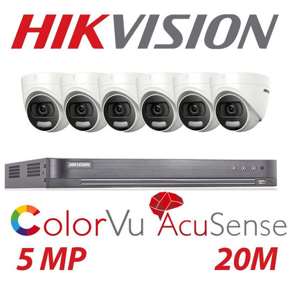 Hikvision CCTV kit, 6 x 5mp Colorvu Acusense cameras, 1 x 8 Channel DVR
