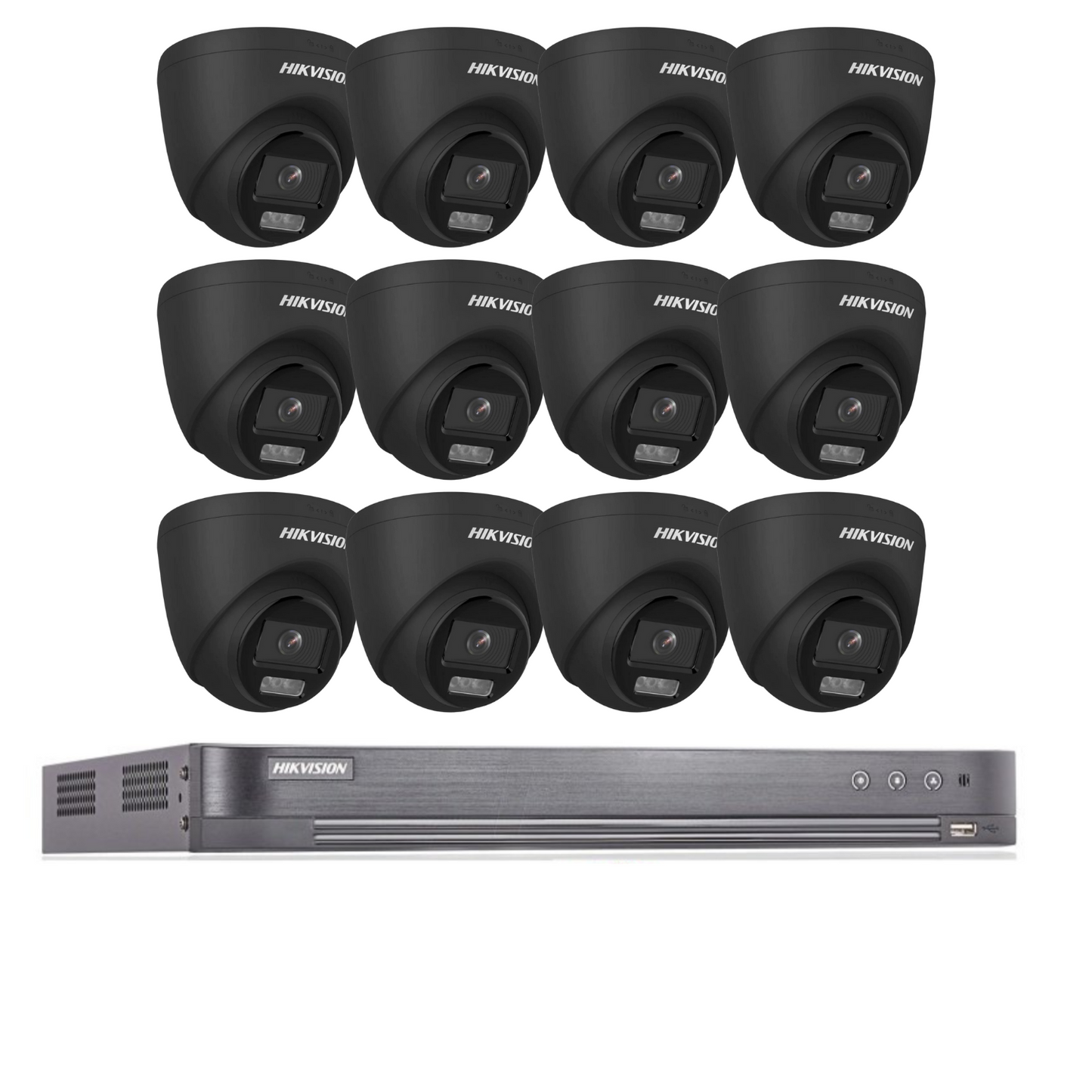 Hikvision CCTV kit, 12 x 5mp Colorvu Acusense cameras, 1 x 16 Channel DVR