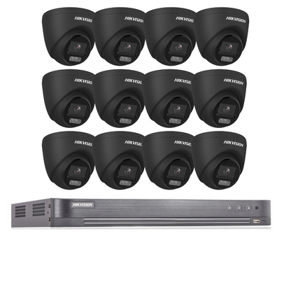 Hikvision CCTV kit, 12 x 5mp Colorvu Acusense cameras, 1 x 16 Channel DVR