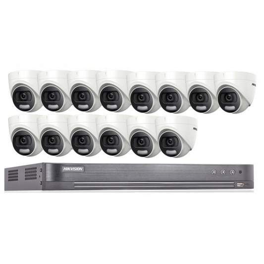 Hikvision CCTV kit, 16 x 5mp Colorvu Acusense cameras, 1 x 16 Channel DVR