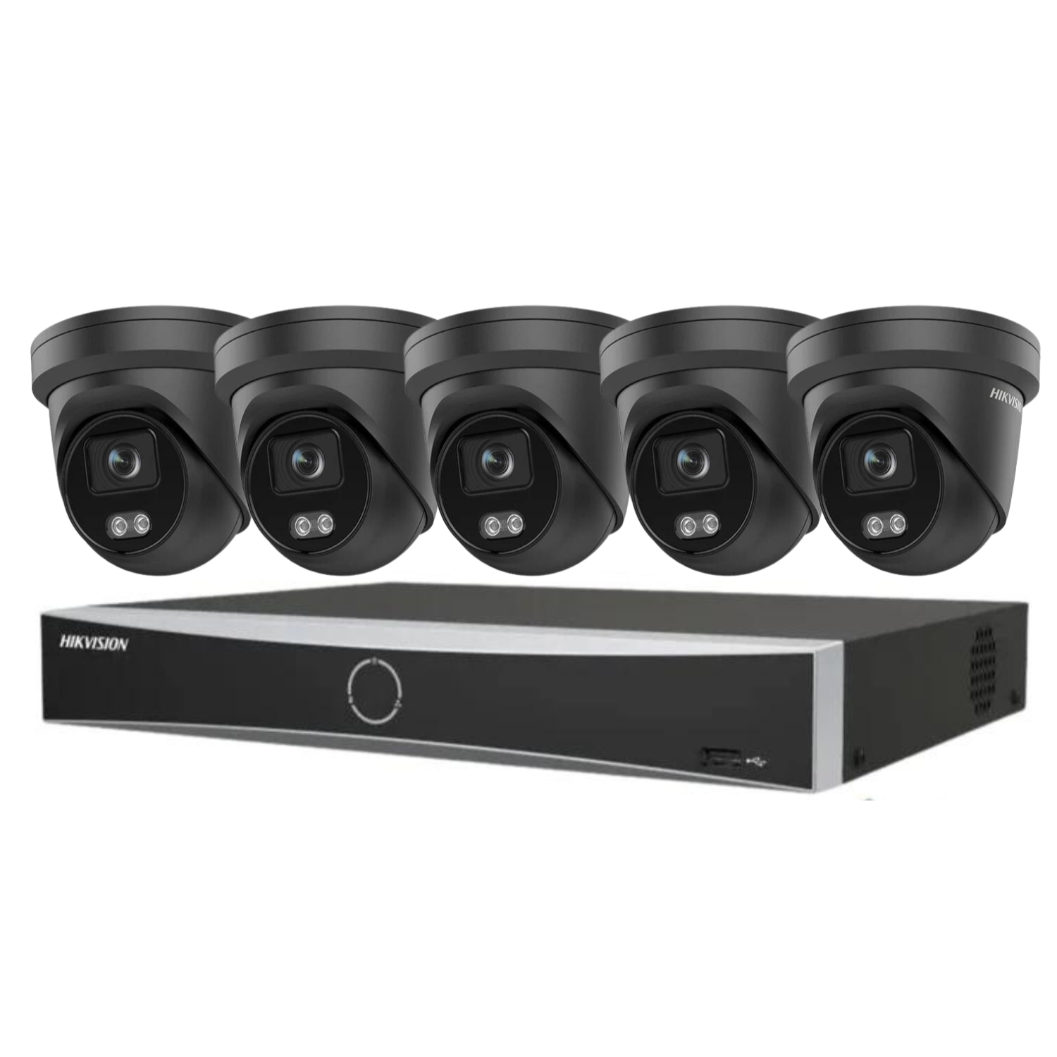 Hikvision CCTV kit 5 x 4mp Smart Hybrid Colorvu IP Poe cameras