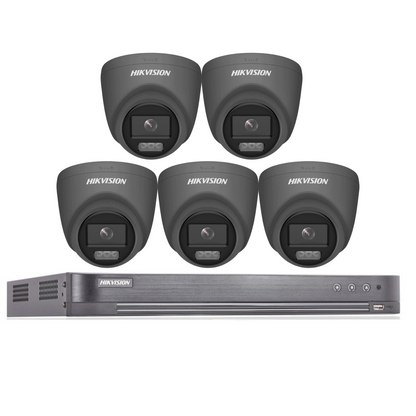 Hikvision CCTV kit, 5 x 5mp Colorvu Acusense cameras, 1 x 8 Channel DVR