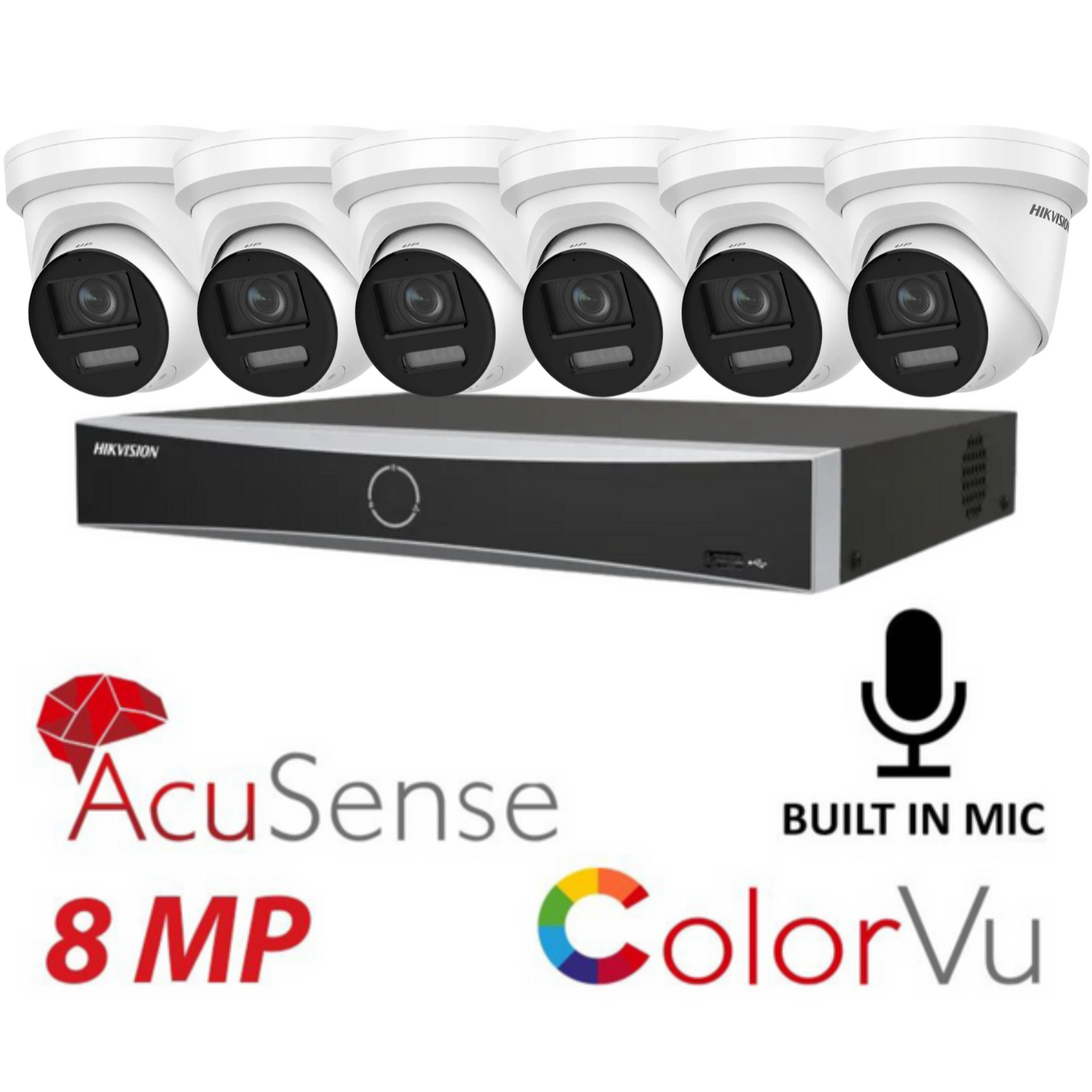 Hikvision CCTV kit 6 x 8mp Smart Hybrid Colorvu Acusense IP POE