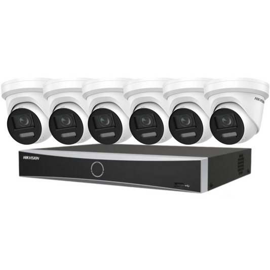 Hikvision CCTV kit, 7 x 4mp Smart Hybrid Colorvu IP Poe cameras with Audio, 1 x 8 Channel NVR
