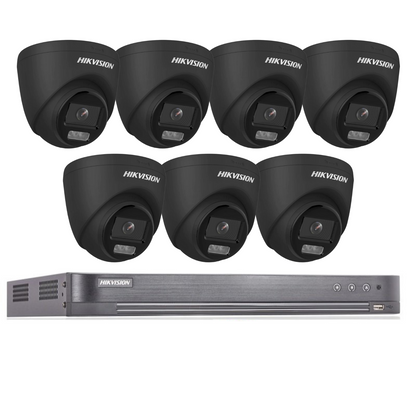 Hikvision CCTV kit, 7 x 5mp Colorvu Acusense cameras, 1 x 8 Channel DVR