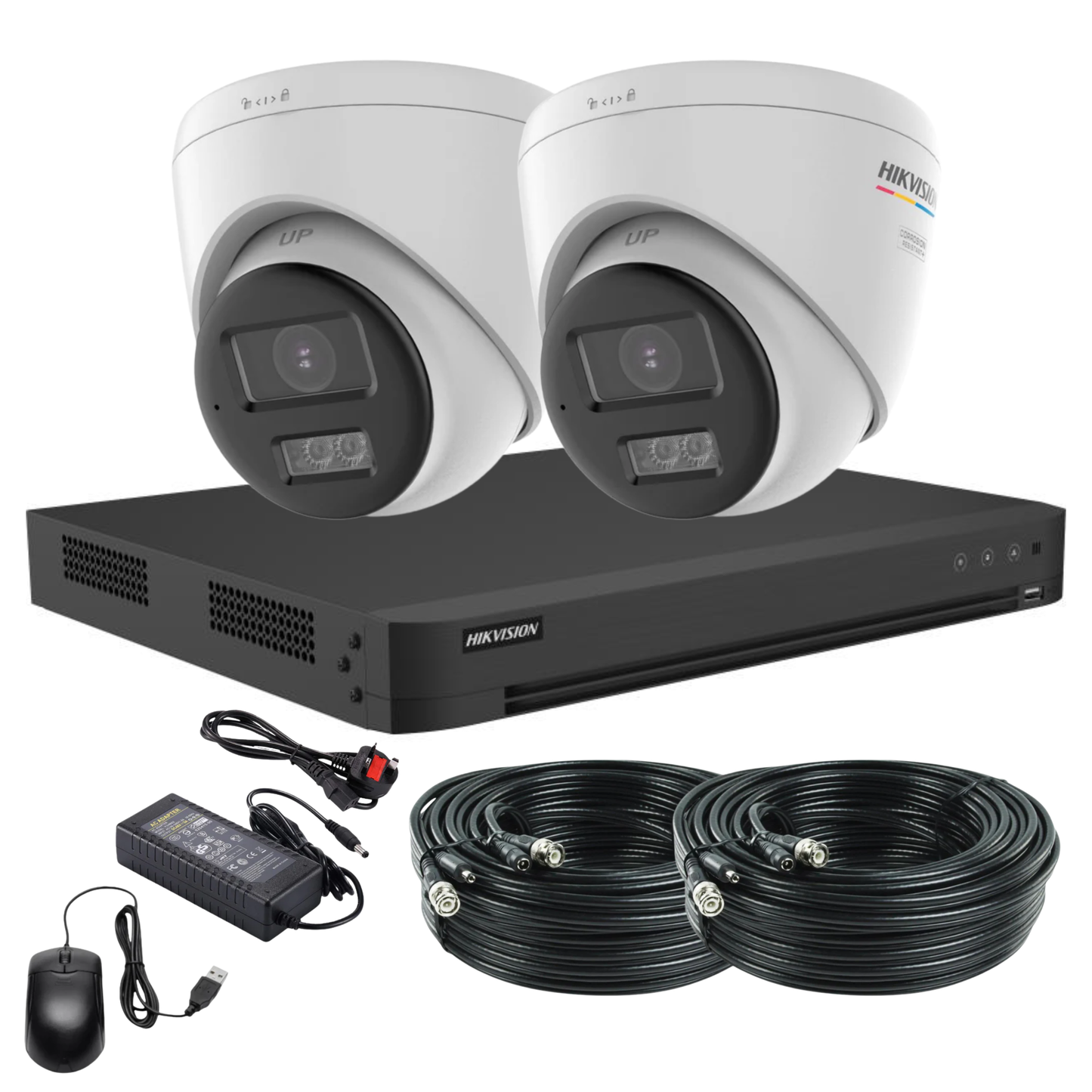 Hikvision 8MP 4K ColorVu Smart Hybrid CCTV Kit with PoC + Built-In Mic & Smart Hybrid Light | 24/7 Full-Colour Surveillance | 2x Cameras + 4-Channel DVR