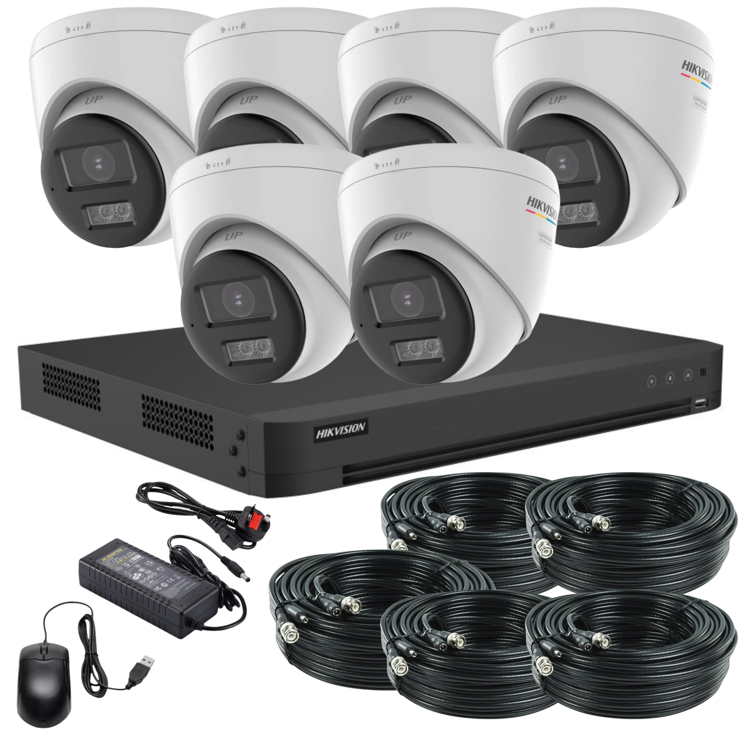 Hikvision 8MP 4K ColorVu Smart Hybrid CCTV Kit with PoC + Built-In Mic & Smart Hybrid Light | 24/7 Full-Colour Surveillance | 6x Cameras + 8-Channel DVR