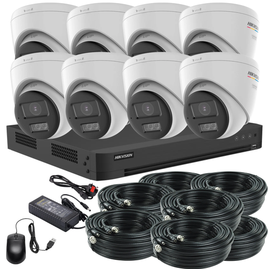 Hikvision 8MP 4K ColorVu Smart Hybrid CCTV Kit with PoC + Built-In Mic & Smart Hybrid Light | 24/7 Full-Colour Surveillance | 8x Cameras + 8-Channel DVR