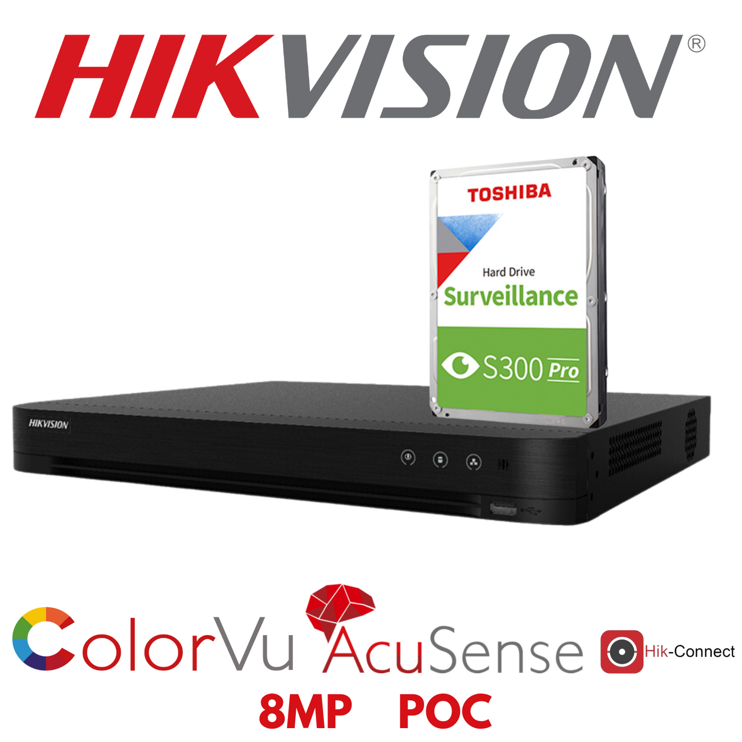 8mp 4ch Hikvision 1U H.265 Turbo Acusense POC DVR IDS-7204HUHI-M1-P(C)