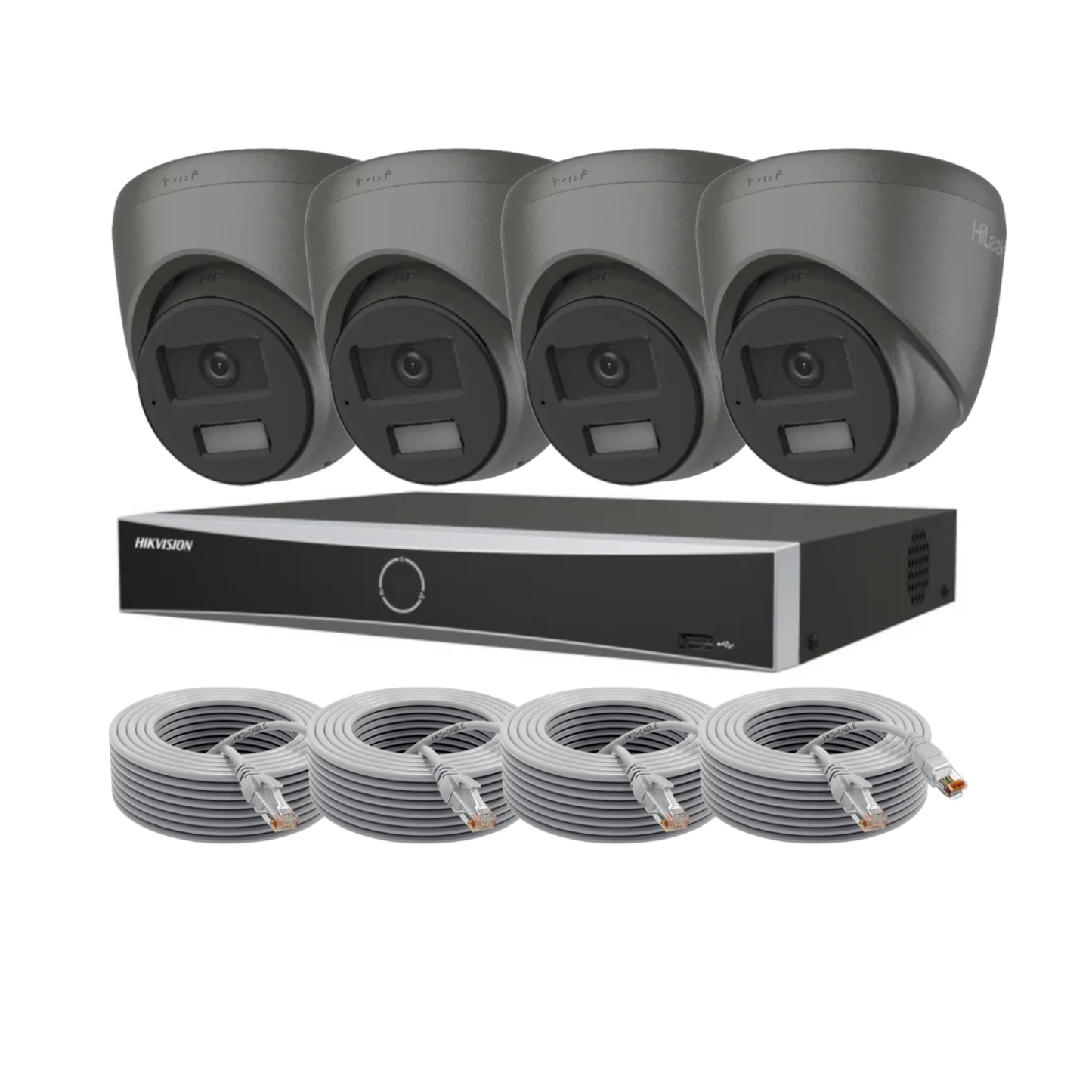 8MP Hikvision and HiLook Smart Hybrid CCTV Kit - POE IP Cameras with Built-In Audio and AcuSense
