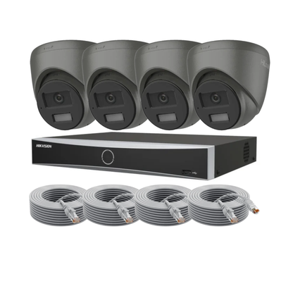 8MP Hikvision and HiLook Smart Hybrid CCTV Kit - POE IP Cameras with Built-In Audio and AcuSense