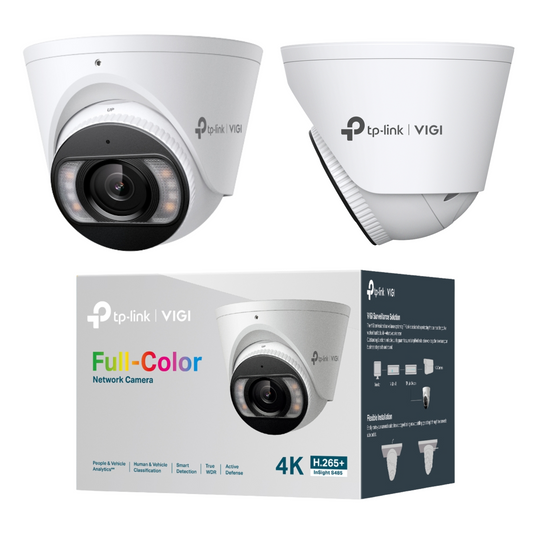 TP-Link VIGI CCTV Camera Kit IP (4-Camera 8MP 4K) | Full-Colour Night Vision, Two-Way Audio, 4-Channel PoE NVR 4TB SkyHawk HDD