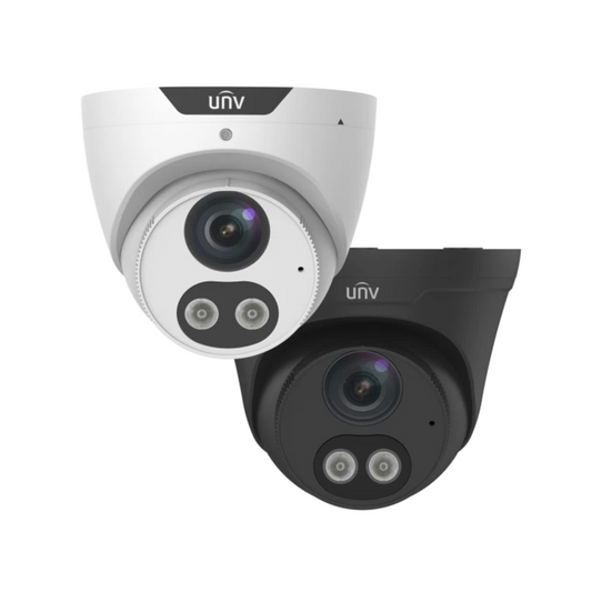 Uniview 4MP Easy Color Hunter DualLight IP Turret with Two Way Talk White or Black UV-IPC3614LE-ADF28KC-WL