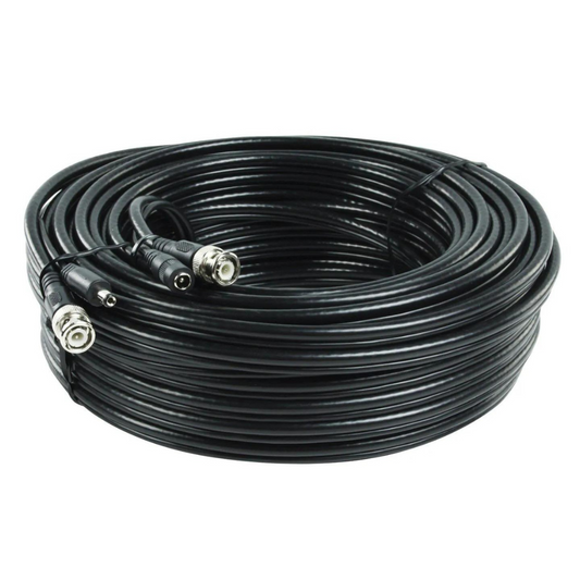 Pre-Made Shotgun Cable for CCTV Cameras BNC and Power Cable - 20m Black