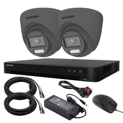 5mp 4ch Hikvision ColorVu Smart Hybrid System 2x 24hr Colour POC DVR Camera Kit