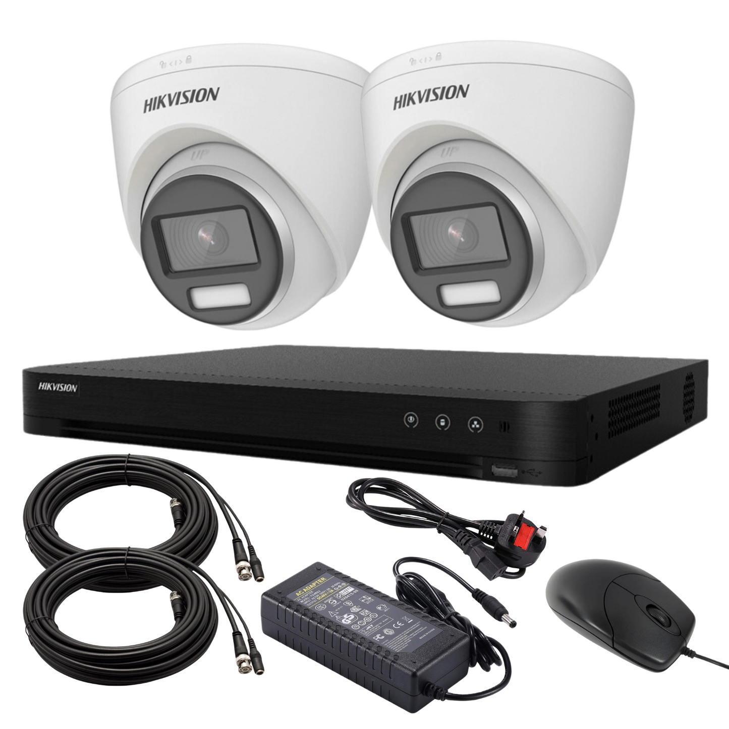5mp 4ch Hikvision ColorVu Smart Hybrid System 2x 24hr Colour POC DVR Camera Kit