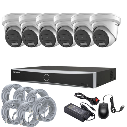 Hikvision 8MP Smart Hybrid ColorVu AcuSense CCTV Kit – 6x PoE Cameras with Audio + 8-Channel NVR