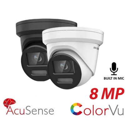 8MP Hikvision ColorVu IP PoE Bullet Camera with Built-in Mic and AcuSense DS-2CD2387G2-L(U) 2.8mm