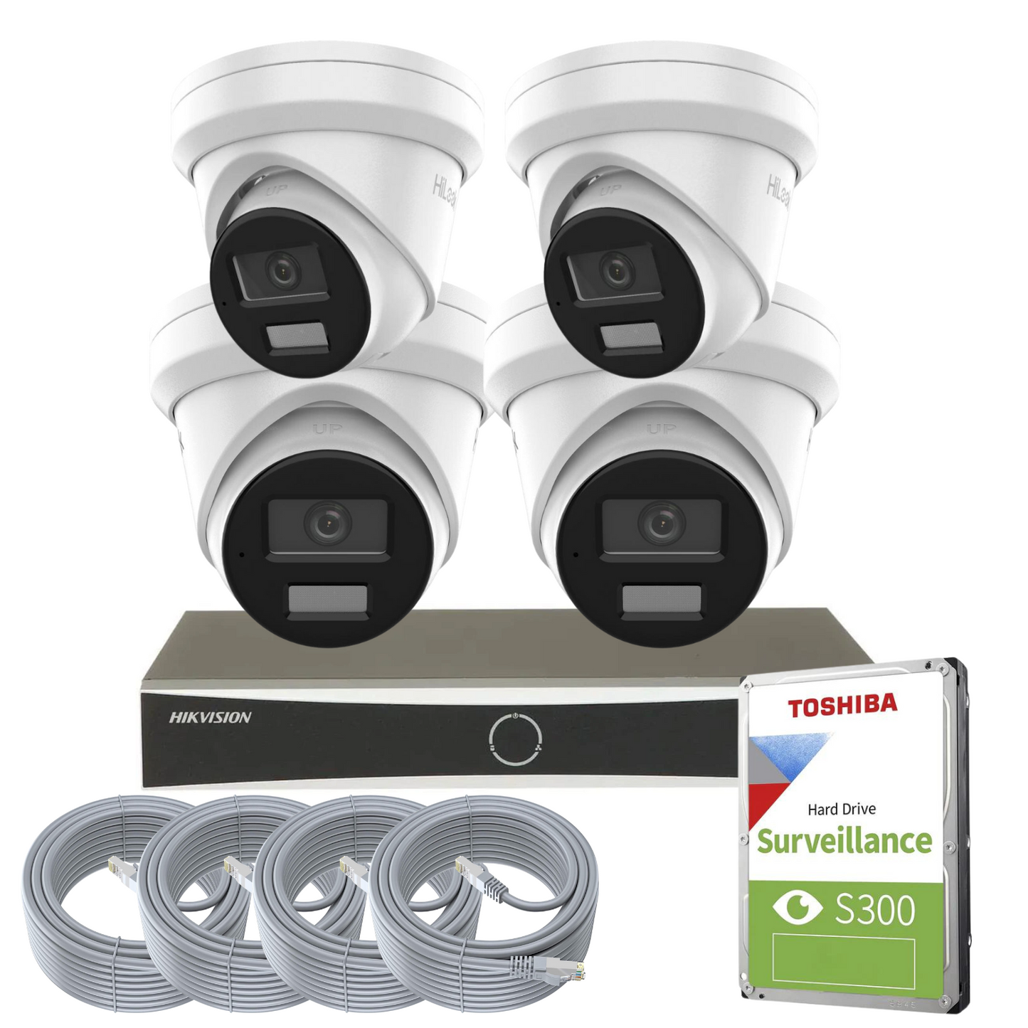 5mp Hikvision and Hilook Cctv Kit - POE Ip Cameras - Built in Audio and Acusense