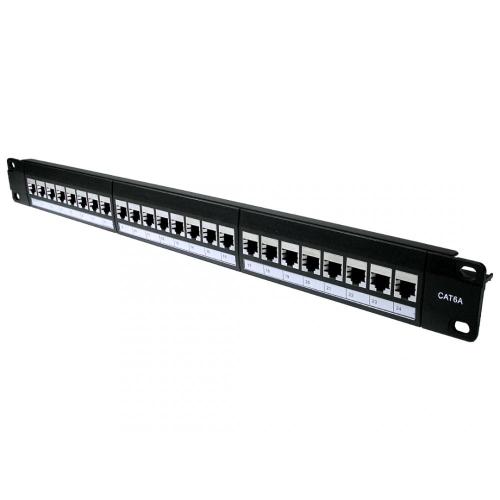 24 Port Patch Panel | Cat6A STP | 1u 19 inch | 24x Keystone Jack In-line couplers BCE Direct