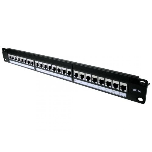 24-Port Cat6A STP Patch Panel | 1U 19-Inch Rack-Mount | 24x Keystone J ...