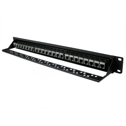 24 Port Patch Panel | Cat6A STP | 1u 19 inch | 24x Keystone Jack In-line couplers BCE Direct