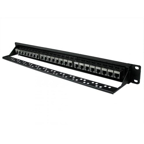 24-Port Cat6A STP Patch Panel | 1U 19-Inch Rack-Mount | 24x Keystone J ...