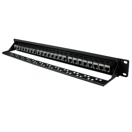24 Port Patch Panel | Cat6A STP | 1u 19 inch | 24x Keystone Jack In-line couplers BCE Direct