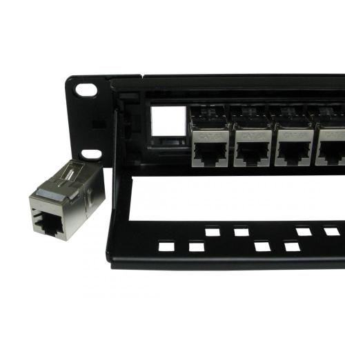 24 Port Patch Panel | Cat6A STP | 1u 19 inch | 24x Keystone Jack In-line couplers BCE Direct