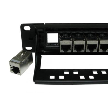 24 Port Patch Panel | Cat6A STP | 1u 19 inch | 24x Keystone Jack In-line couplers BCE Direct